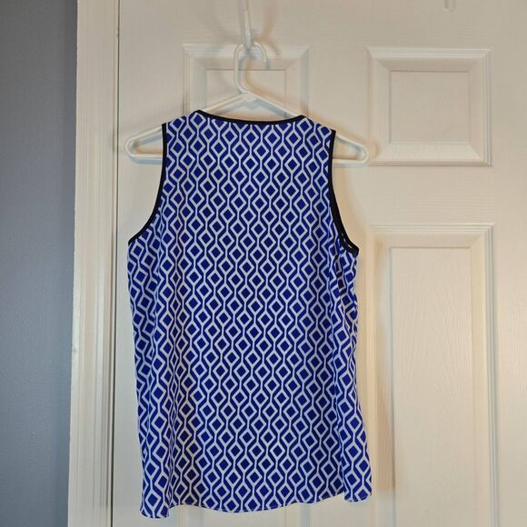 THML‎ Blouse Womens Size Small Orange Blue Geometric Sleeveless Vneck Bold Print - Picture 7 of 7